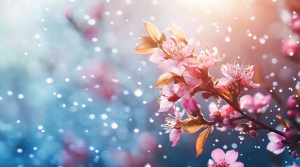 Abstract Springtime Background soft Pastel Floral Nature Scene with Light Bokeh, Blooming Mood and Seasonal Atmosphere for Design and Branding