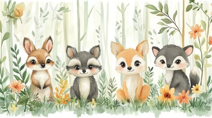 Naklejka premium Cute forest animals