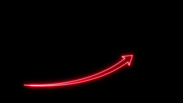 Neon directional arrow loop animation. Animated arrows for the overlay video layer.Business growth arrow and graph chart, Business line arrow, improvement, business strategy, arrow rising up.