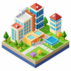 Vector isometric illustration residentials quarters 