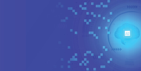 Artificial Intelligence AI Technology Futuristic Background with Digital Brain illustration