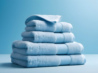 blue towels on a blue background