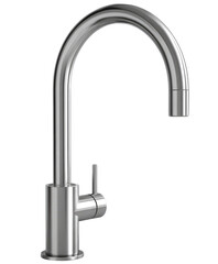 Stainless steel kitchen faucet, curved spout, simple design