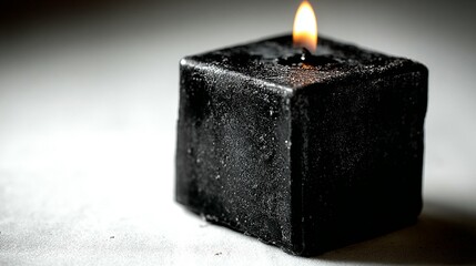 Dark gray square candle with flame