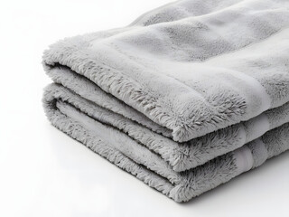 grey towels on a white background