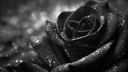 Dark rose closeup grayscale