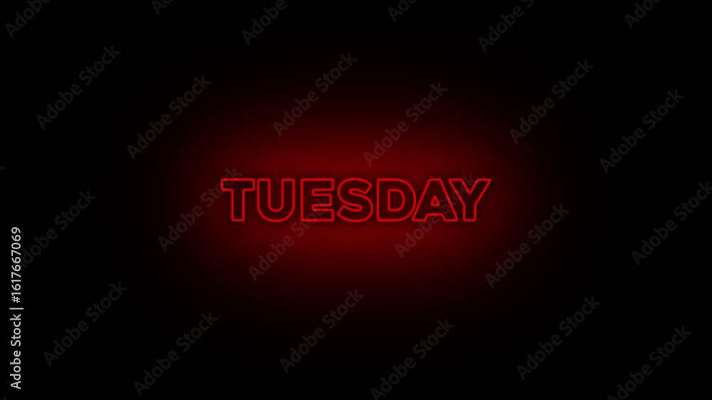 Aufkleber neon lines tuesday text animation. 7 days a week name tuesday motion graphics. luxury text 4k video 