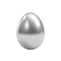 A glossy, metallic silver egg