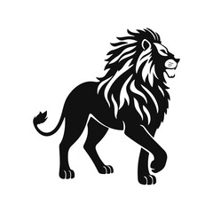 Lion silhouette vector, wild animal art, majestic lion illustration, powerful predator logo, black lion design