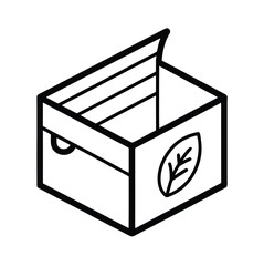 Clean black outline graphic of an eco friendly face mask box