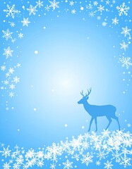 Winter scene with deer silhouette