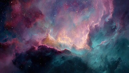 Fototapeta premium Cosmic Nebula Celestial Cloudscape, Space Exploration, Background for Science Fiction