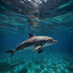 dolphin in the sea , dolphin under the sea