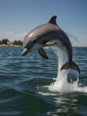 dolphin jumping out of water, dolphin in the sea