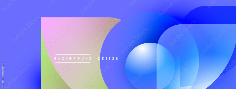 Poster abstract geometric shapes, vibrant colors blend. gradient background creates modern visual effect. t