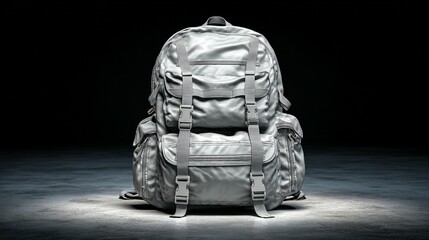 Gray backpack studio shot