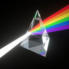 Ai generate A simple and clean physics illustration of light refraction through a triangular glass prism