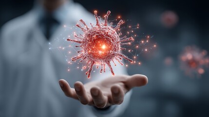 Scientist Displays 3D Coronavirus Model in Hand