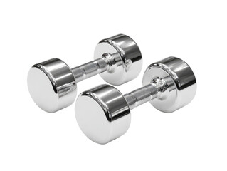 Pair of chrome dumbbells, round weights