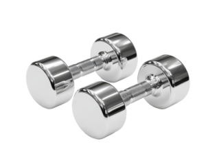 Pair of chrome dumbbells, round weights