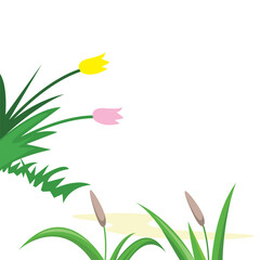 meadow flowers vector element design template web