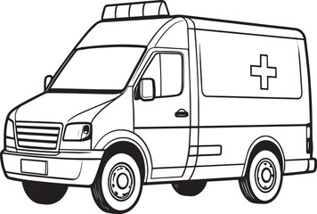 Ambulance Rushing Silhouette in Black | Emergency Vehicle Icon