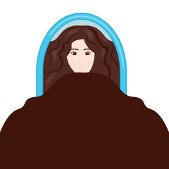 woman looking in the mirror vector cartoon element design template
