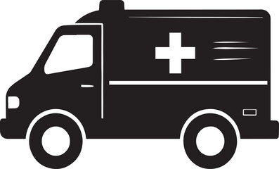 Ambulance Rushing Silhouette in Black | Emergency Vehicle Icon