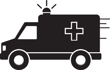 Ambulance Rushing Silhouette in Black | Emergency Vehicle Icon