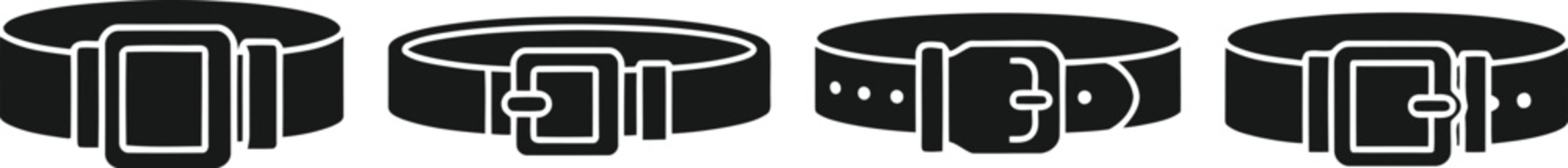 Web Belt Silhouette Icon Vector Set - Versatile Casual & Utility Belts