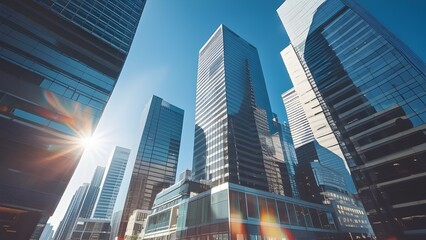 Obraz premium building, city, architecture, skyscraper, business, office, sky, glass, tower, downtown, buildings, 