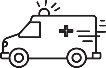 Ambulance Rushing Silhouette in Black | Emergency Vehicle Icon