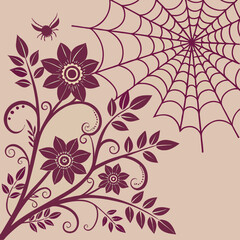 Abstract seamless floral pattern with vintage flowers and leaves in a pink spring design background