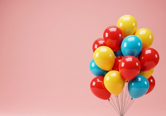 Festive Balloon Bunch on Pastel Pink Background