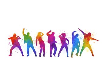 Colorful Watercolor Silhouettes of People Dancing