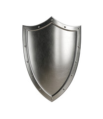 Metallic shield, polished and detailed,  mounted on a black background