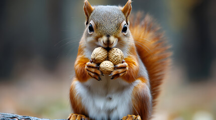 squirrel on a tree, Alert redsquirrel in the green natural forest environment
