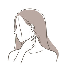 胸鎖乳突筋をほぐす女性のイラスト素材