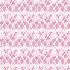 Pink rhombuses seamless pattern watercolor illustration. Rhombus ornament in delicate spring colors. Abstract background of geometric shapes. Mosaic for textiles, wallpaper