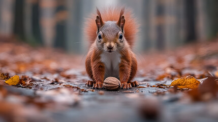 red squirrel in the forest