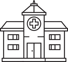 Hospital Building Silhouette in Black | Medical Architecture