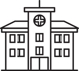 Hospital Building Silhouette in Black | Medical Architecture