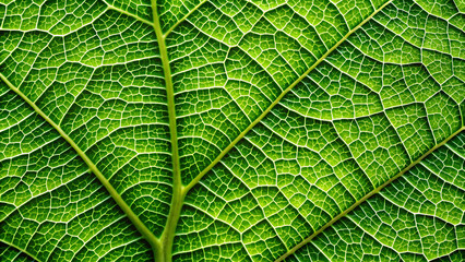 Fototapeta premium Macro Close Up Of Detailed Green Leaf Texture With Natural Veins