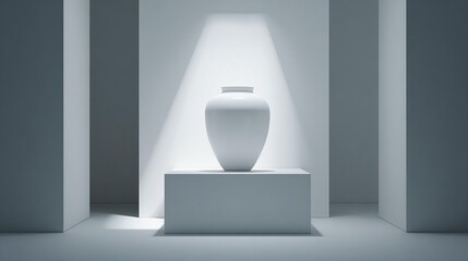 White vase on pedestal in modern interior design