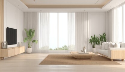 Light-filled modern living room with a minimalist aesthetic