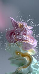 Whimsical, pastel-colored dessert swirl with glittering sprinkles