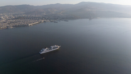 A magnificent morning view of Alsancak, izmir. Good morning izmir, Turkey. Aerial shot.