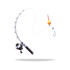 Simple fishing rod vector isolated on white background.