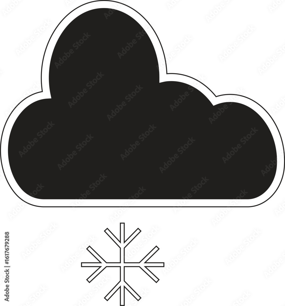 Aufkleber cloud with small snowflake icon representing light snowfall or chilly weather symbol with transparen