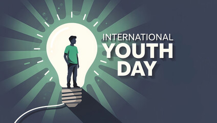 International Youth Day creative logo, gradient youth silhouettes in bulb, interpreting innovation & vitality, for festival promotion scenarios